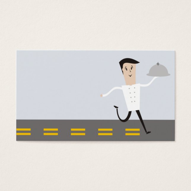 Hardlopen mannelijke chef-kok koepel platter voeds visitekaartjes (Voorkant)