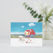 Hardlopen met Dog door het Zee Aankondigingskaart (Staand voorkant)
