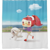 Hardlopen met Dog door het Zee Douchegordijn (Voorkant)