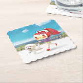 Hardlopen met Dog door het Zee Kartonnen Onderzetters (Gebogen)