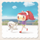 Hardlopen met Dog door het Zee Kartonnen Onderzetters (Voorkant)