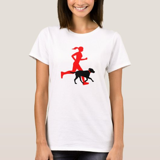 Hardlopen met hond (rood/zwart) t-shirt (Voorkant)