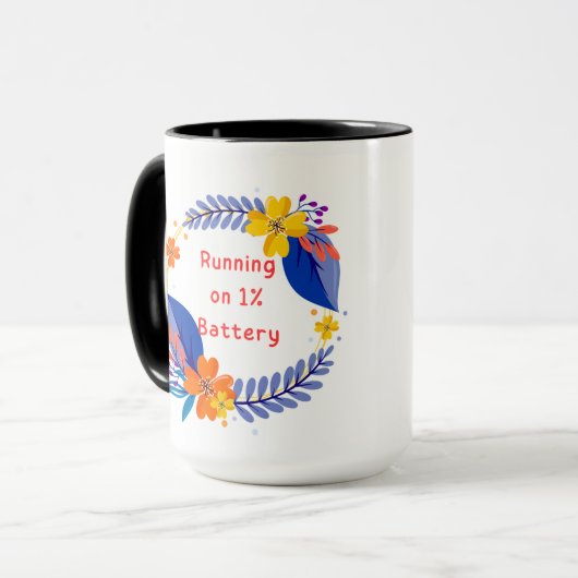 Hardlopen op 1% batterij – Grappige Bloemen grappi Mok (Voorkant links)