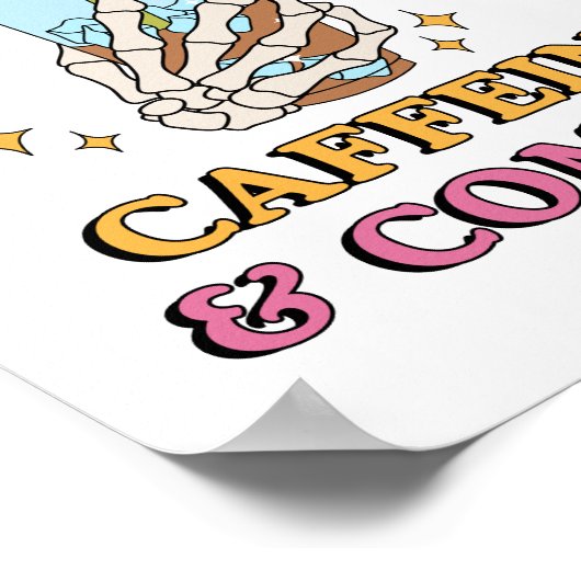 Hardlopen op cafeïne en komma's | lerares Engels Poster (Hoek)