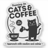Hardlopen op Cats & Coffee Die-Cut Sticker (Voorkant)
