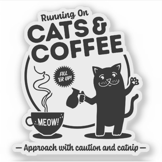 Hardlopen op Cats & Coffee Die-Cut Sticker (Voorkant)