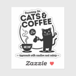 Hardlopen op Cats & Coffee Die-Cut Sticker