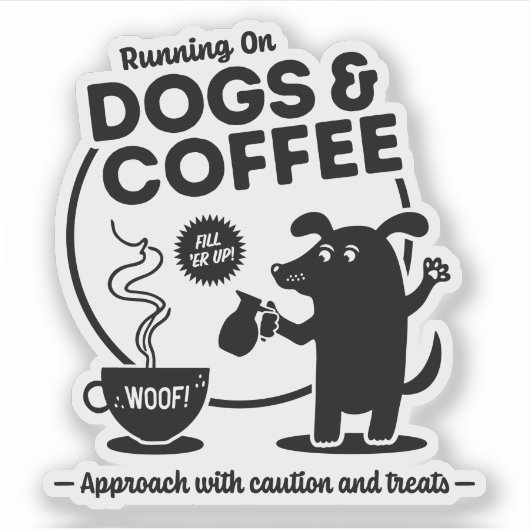 Hardlopen op honden en koffie die-cut sticker (Voorkant)
