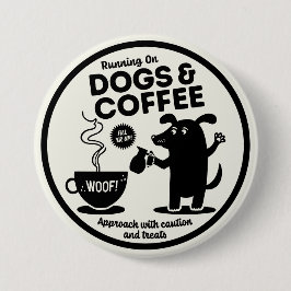 Hardlopen op honden en koffie ronde button 7,6 cm
