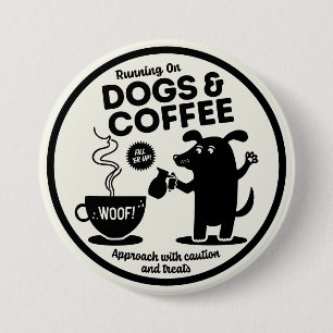 Hardlopen op honden en koffie ronde button 7,6 cm