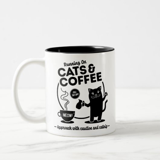 Hardlopen op Katten en Koffie 11 oz. Tweekleurige Koffiemok (Links)