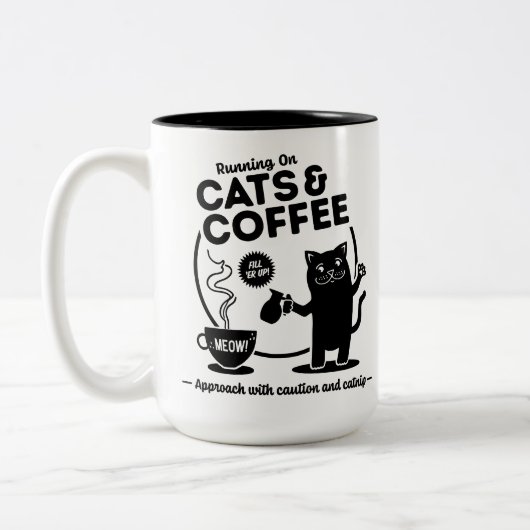 Hardlopen op Katten en Koffie 15 oz. Tweekleurige Koffiemok (Links)