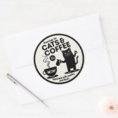 Hardlopen op katten en koffie ronde sticker (Envelop)