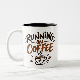 Hardlopen op Koffie Grappig Koffiemok Design Tweekleurige Koffiemok
