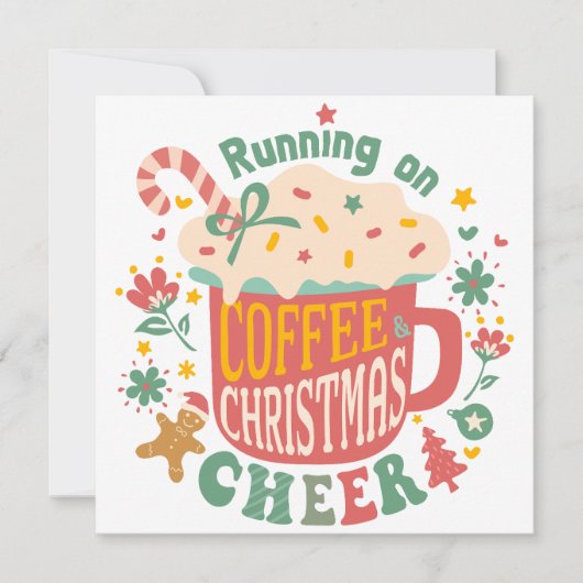 Hardlopen op Koffie Kerst retro Feestdagenkaart (Voorkant)