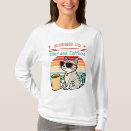 Hardlopen op Vibes & Cafeïne - Cool Cat Retro T-shirt