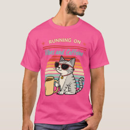 Hardlopen op Vibes & Cafeïne - Cool Cat Retro T-shirt