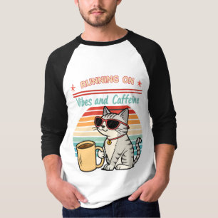 Hardlopen op Vibes & Cafeïne - Cool Cat Retro T-shirt