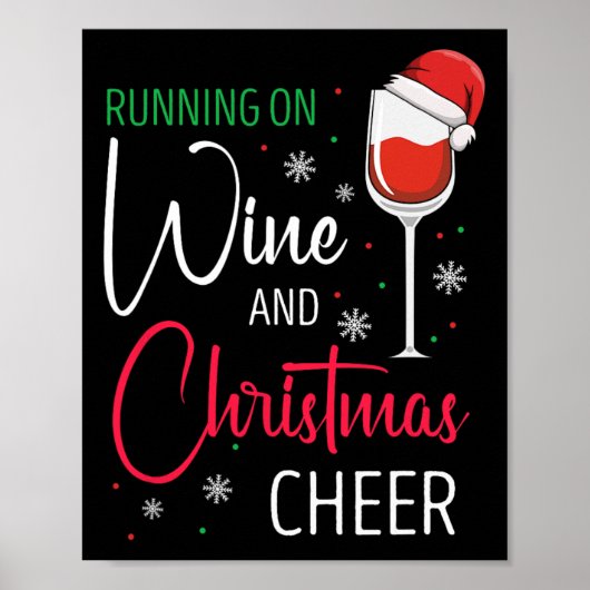 Hardlopen op wijn en kerst Cheer Humor Poster (Voorkant)