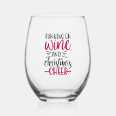 Hardlopen op wijn en kerstfeest wijnglas zonder voet (Voorkant)