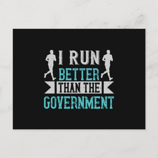 Hardlopen ren ik beter dan de regering briefkaart (Voorkant)