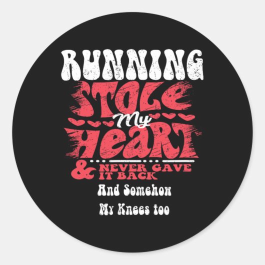 Hardlopen Staal Mijn Hart ~ Grappige Valentijnsdag Ronde Sticker (Voorkant)