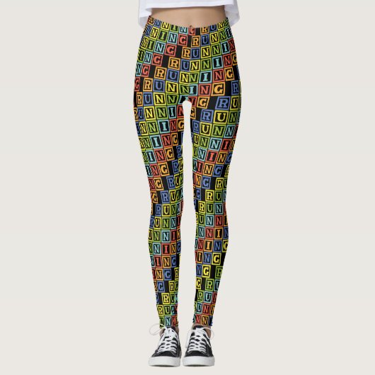 Hardlopen veelkleurige letters cool athleisure leggings (Voorkant)