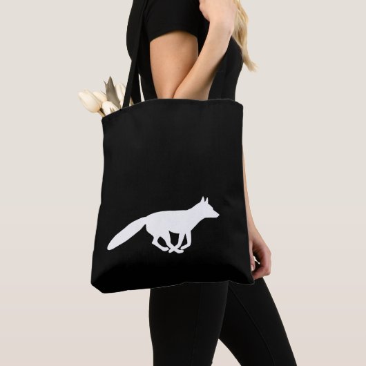 Hardlopen White Fox Silhouette Wildlife Wild Anima Tote Bag (Dichtbij)