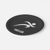 Hardlopen; zwarte en donkergrijze strepen papieren bordje (Gekanteld)