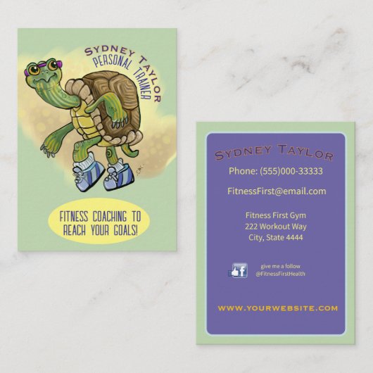 Hardlopende geschilderde schildpad visitekaartje (Voorkant / Achterkant)