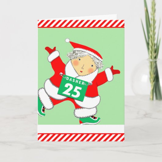 Hardlopende hardloper Kerstmis Feestdagen Kaart (Voorkant)