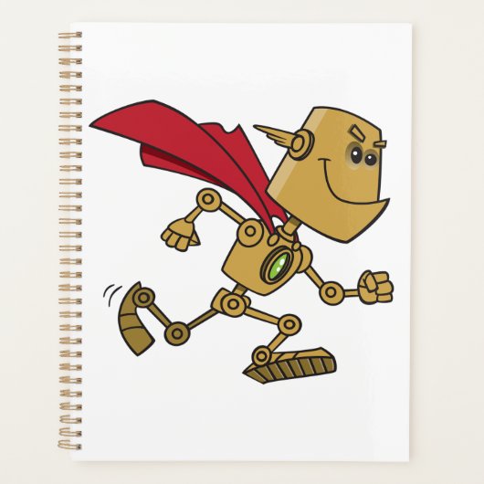 Hardlopende Robot Superheld Cartoon Personage Planner (Voorkant)
