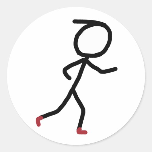 Hardlopende Stickman Ronde Sticker (Voorkant)