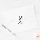 Hardlopende Stickman Ronde Sticker (Envelop)