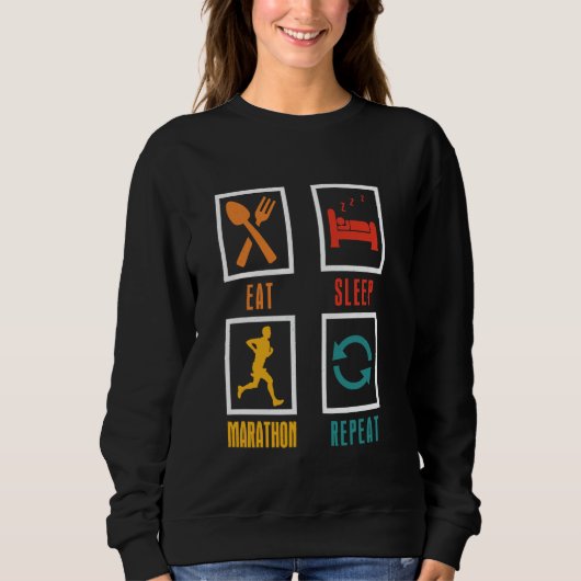 Hardloper EAT SLEEP MARATHON HERHALEN Hardlopen Fu Trui (Voorkant)