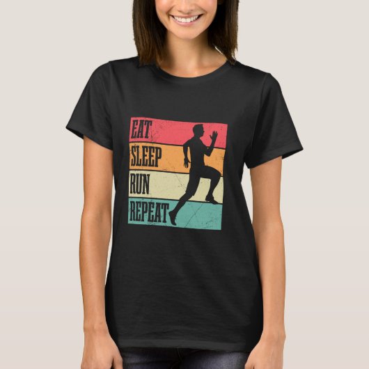 Hardloper EAT SLEEP RUN REPEAT Joggen Grappig Renn T-shirt (Voorkant)