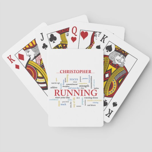 Hardloper met woorden gepersonaliseerd pokerkaarten (Achterkant)