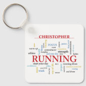 Hardloper met woorden gepersonaliseerd sleutelhanger (Voorkant)
