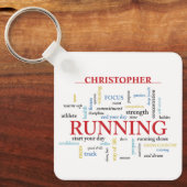 Hardloper met woorden gepersonaliseerd sleutelhanger (Voorkant)