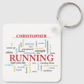 Hardloper met woorden gepersonaliseerd sleutelhanger (Achterkant)