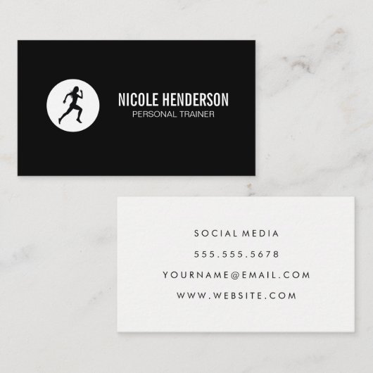 Hardloper Minimalistisch Zwart en Wit Visitekaartje (Voorkant / Achterkant)