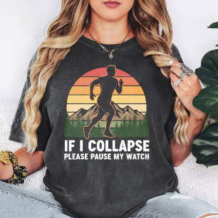 Hardloper Zonsondergang Grappige Spreuk Pauzeer Mi T-shirt