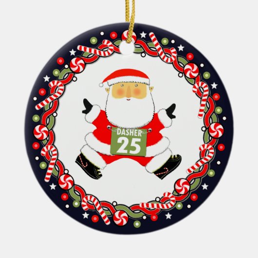 Hardlopers Kerstcadeau Keramisch Ornament (Voorkant)