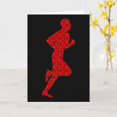 Hardlopers Valentijnsharten Liefde Runner Silhouet Kaart (Gele Bloem)
