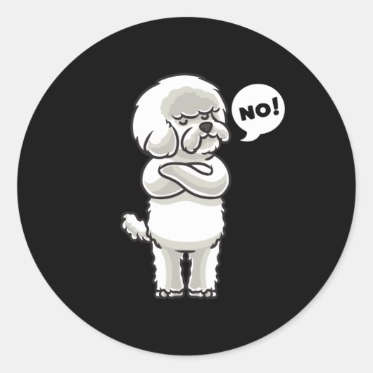 Hardnekkige Bichon Frisé Hond Ronde Sticker (Voorkant)