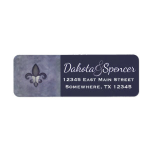 Hardnekkige Paarse Fleur de Lis Silver Vlinder Etiket