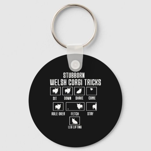 Hardnekkige Welsh Corgi Tricks Sleutelhanger (Voorkant)