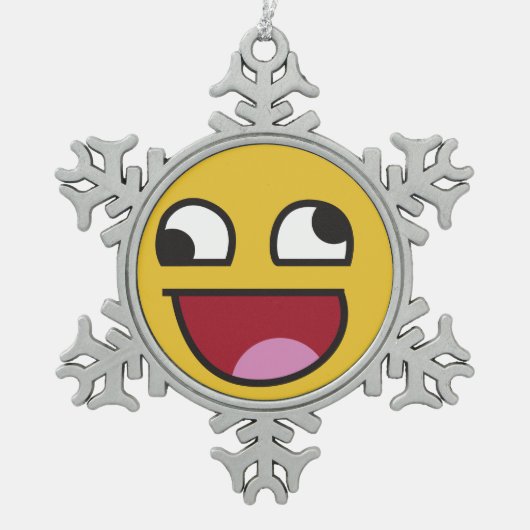 hardop uitlachen emoji tin sneeuwvlok ornament (Voorkant)