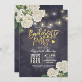 Hardrangea Flowers String Lights Bachelorette Part Kaart (Voorkant / Achterkant)