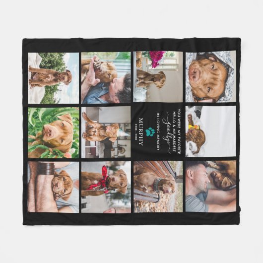 Hardste afscheid | Pet Memorial 11 Foto Collage Fleece Deken (Voorkant (Horizontaal))